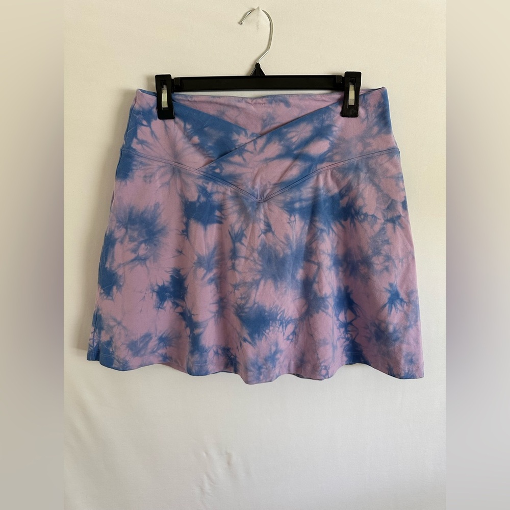 Victoria's Secret PINK Tie Dye Skort V-Front Crossover Waist Blue Pink Size XL
